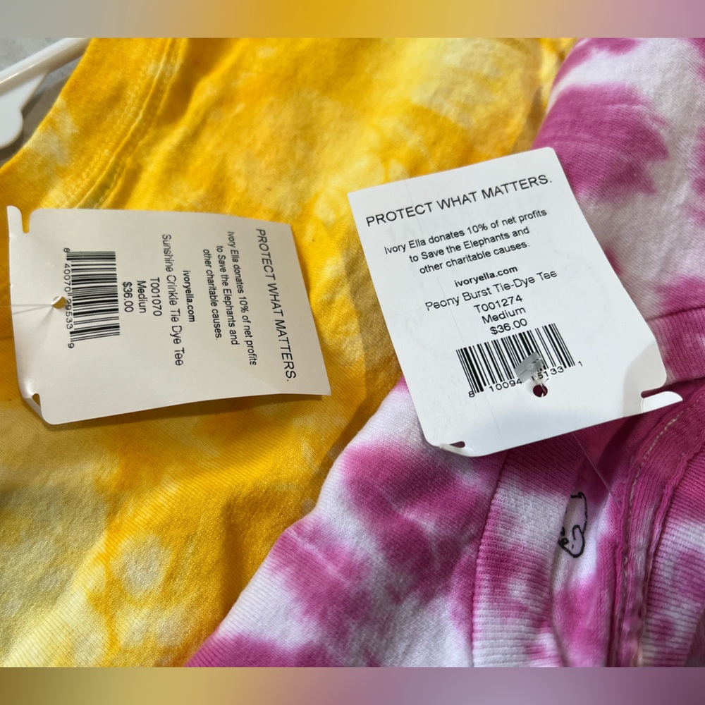 BUNDLE Ivory Ella Pink and Yellow Tie-Dye Tees NWT MED - Picture 3 of 3